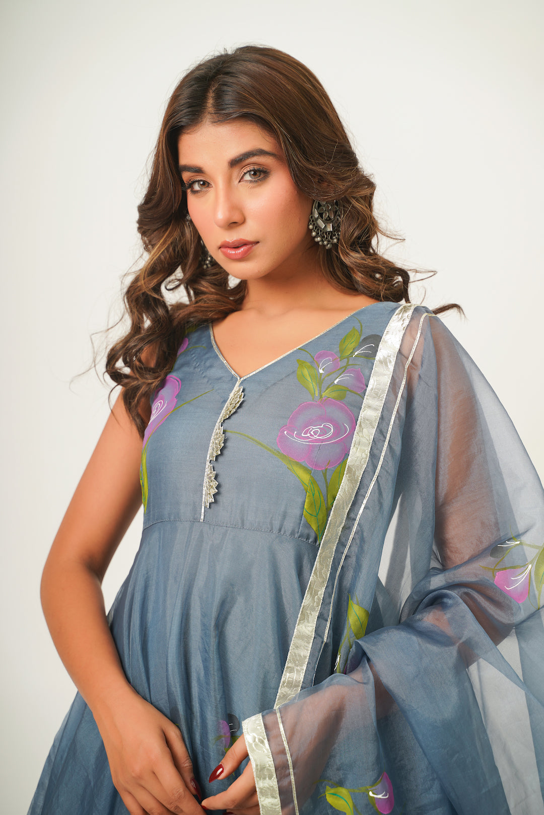 Arika Grey Handpainted Suit Set