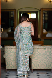 Arohi Mint Green Hand Blocked Suit set