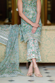 Arohi Mint Green Hand Blocked Suit set
