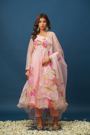 Ada pink Handpainted Suit Set