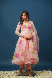 Ada pink Handpainted Suit Set