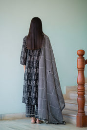 Black Dabu Hand Printed Suit set