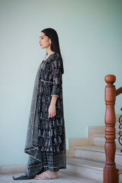 Black Dabu Hand Printed Suit set