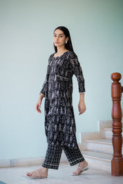 Black Dabu Hand Printed Suit set