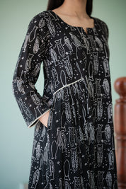 Black Dabu Hand Printed Suit set
