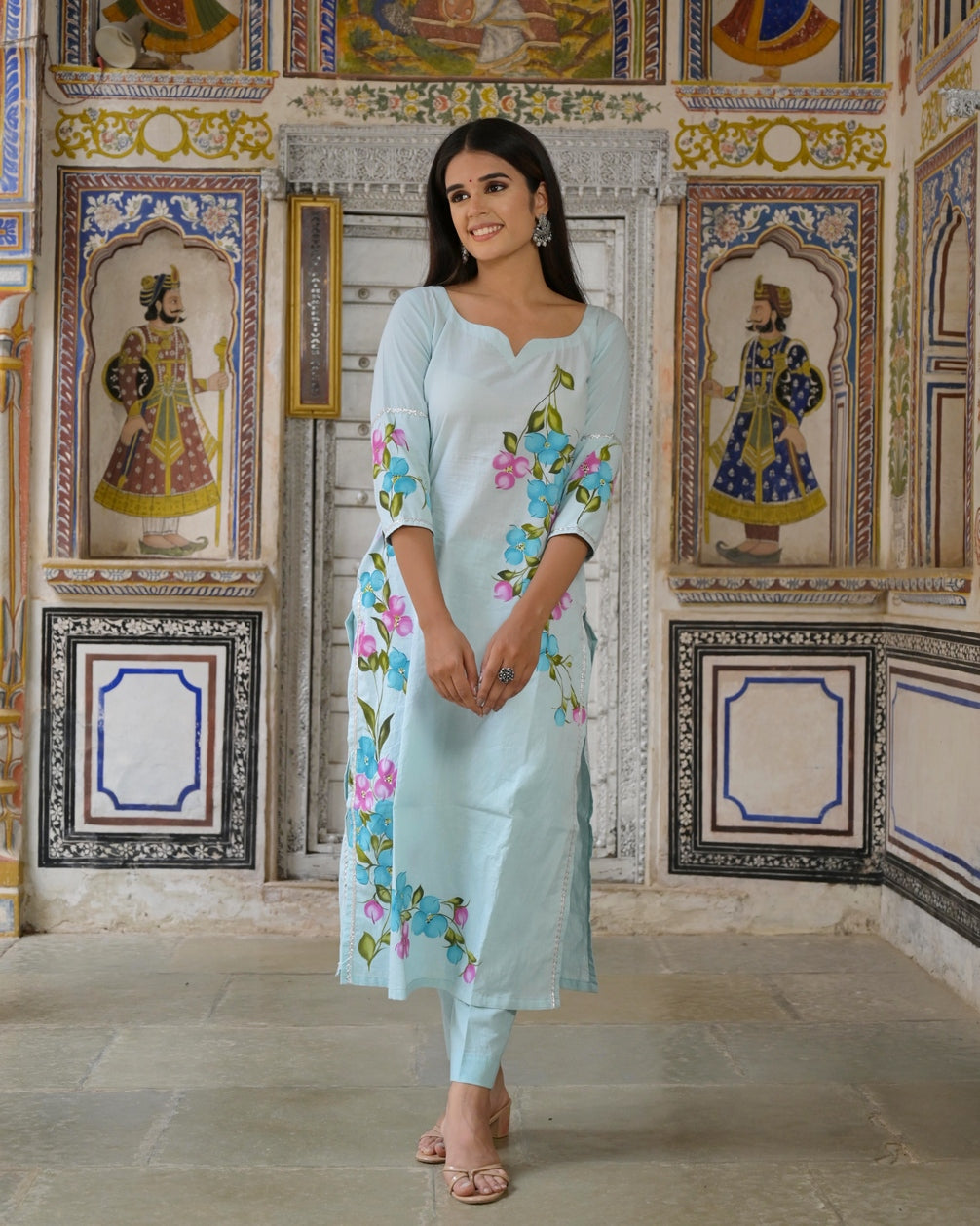 Basil Green Cotton Suit Set