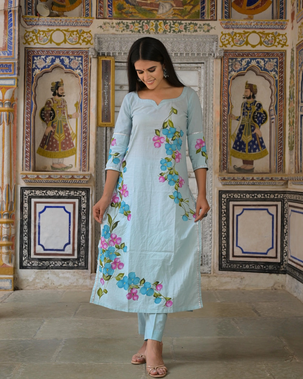 Basil Green Cotton Suit Set