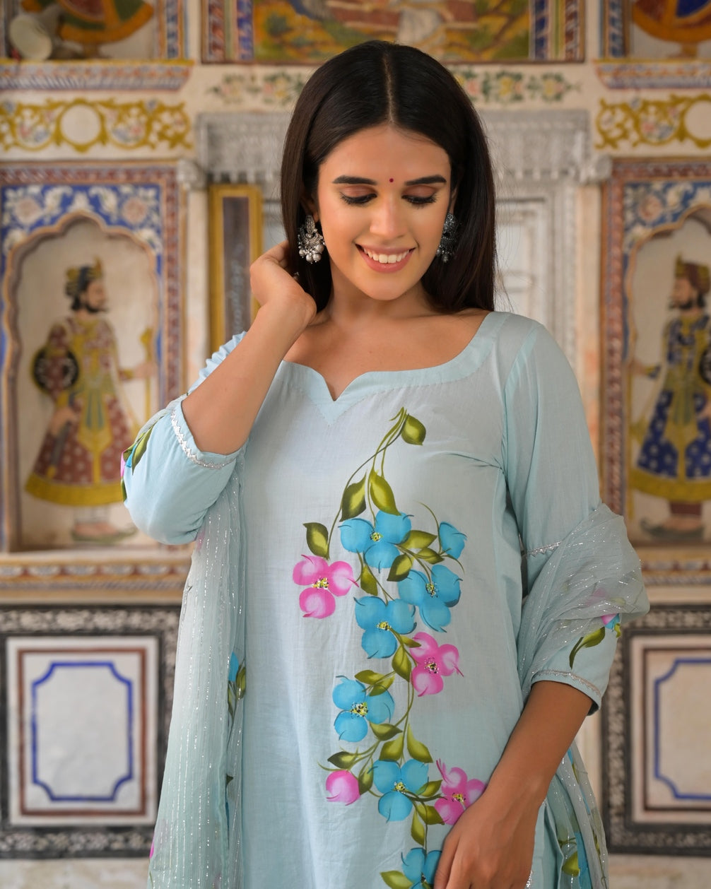 Basil Green Cotton Suit Set