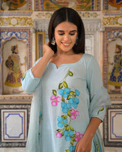 Basil Green Cotton Suit Set