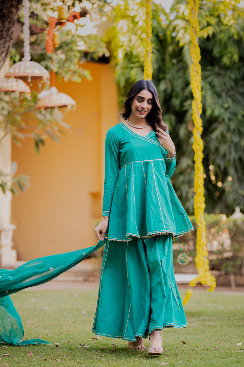 Falak Green Garara Set