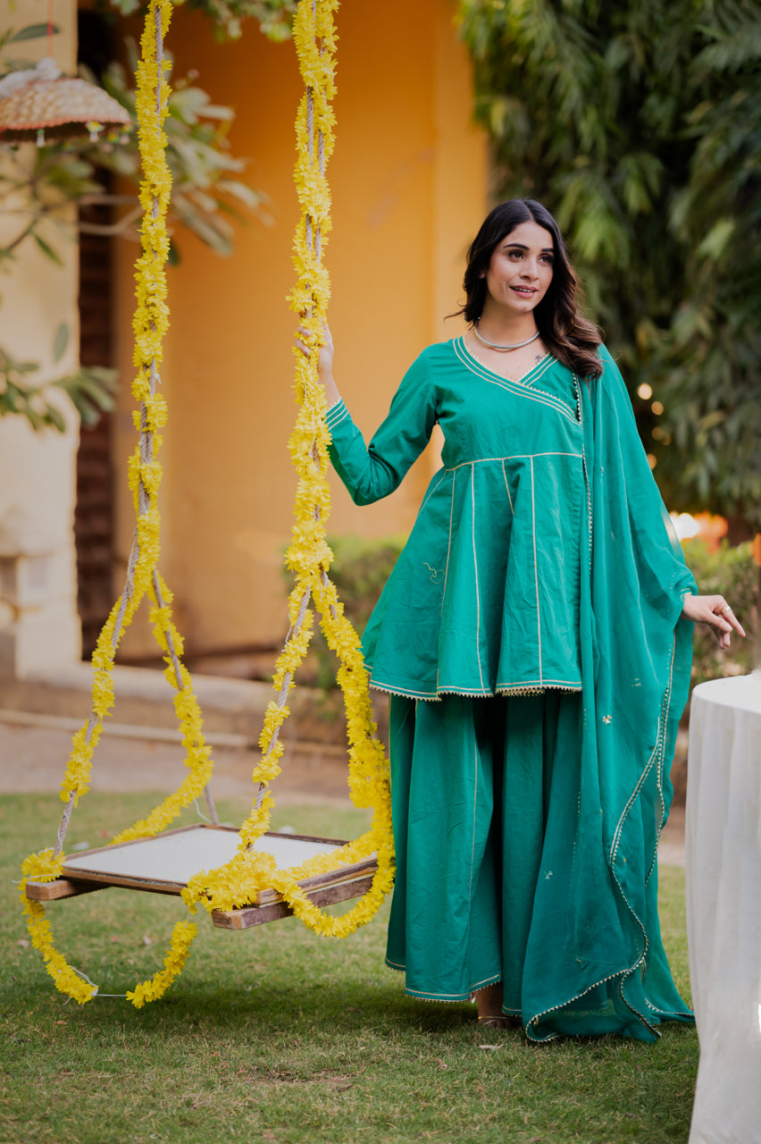 Falak Green Garara Set