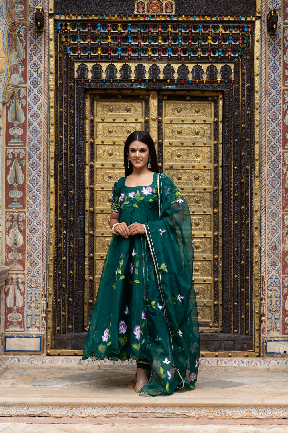 Forest Green Organza Suit Set