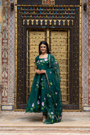 Forest Green Organza Suit Set