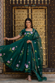 Forest Green Organza Suit Set