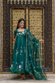 Forest Green Organza Suit Set