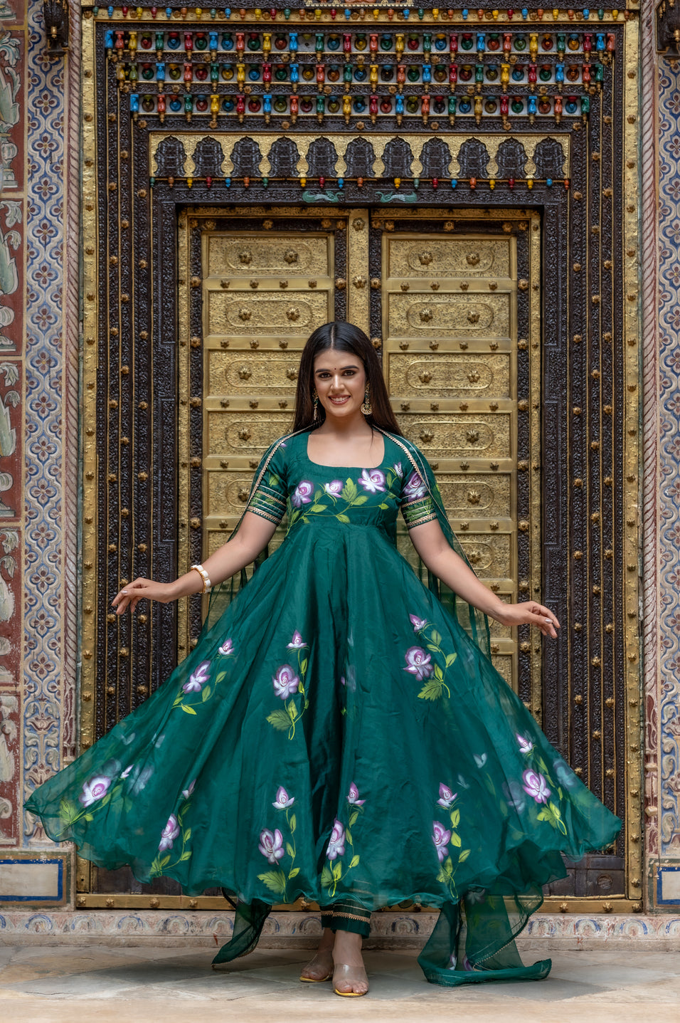 Forest Green Organza Suit Set