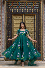 Forest Green Organza Suit Set