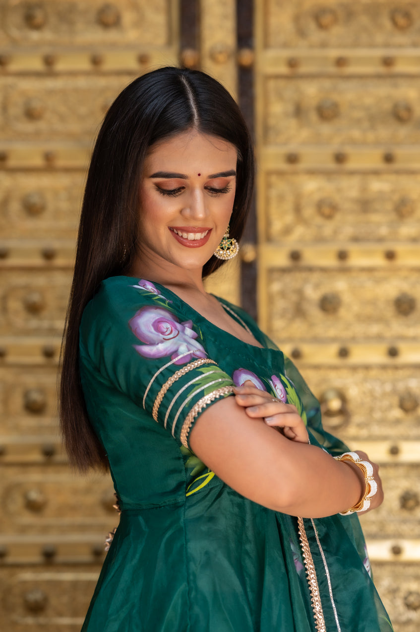 Forest Green Organza Suit Set