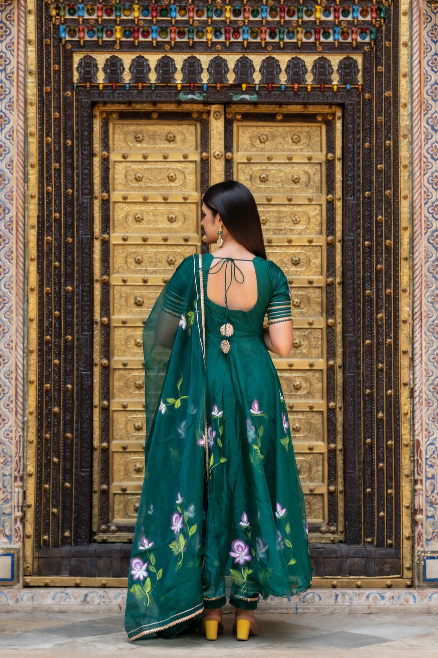 Forest Green Organza Suit Set