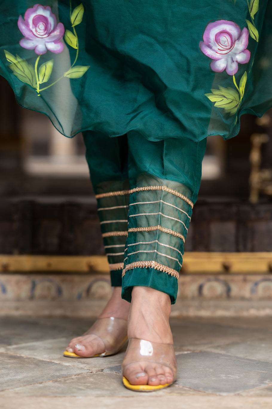 Forest Green Organza Suit Set