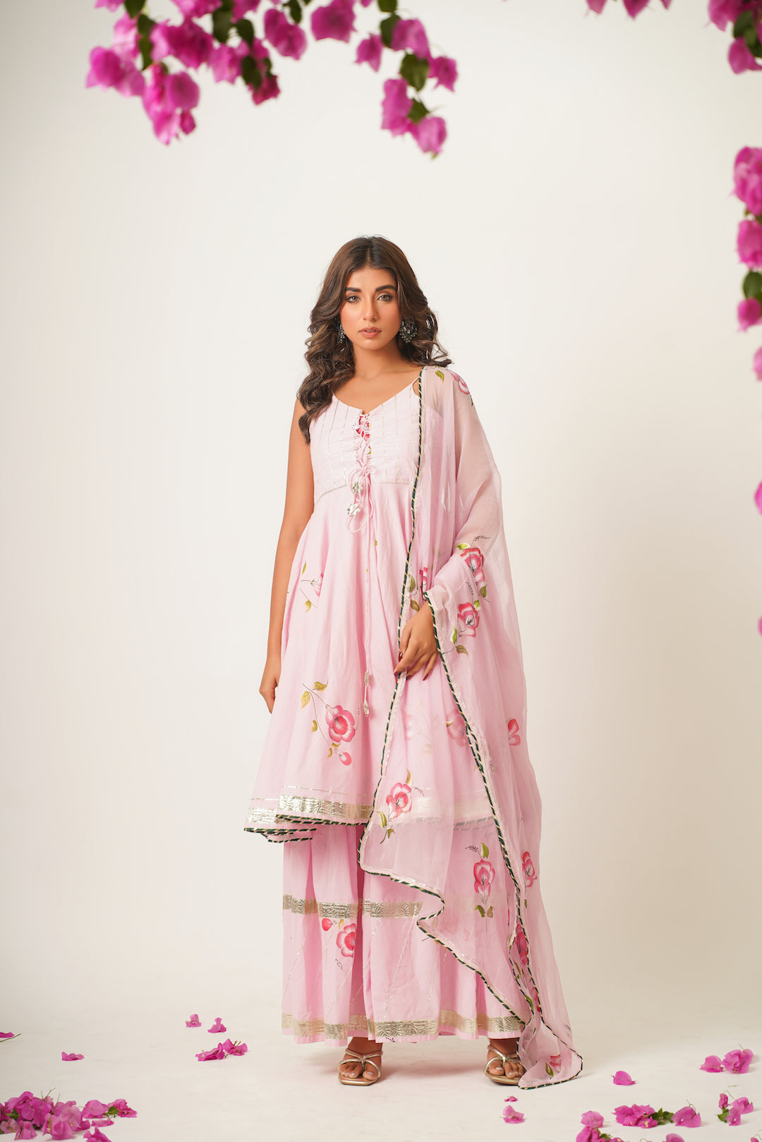 Harini Pink Handpainted Sharara Set