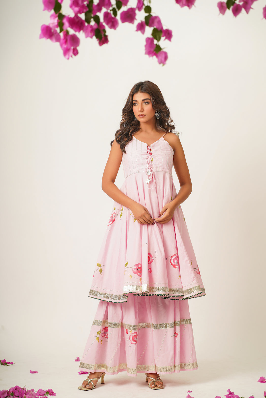 Harini Pink Handpainted Sharara Set