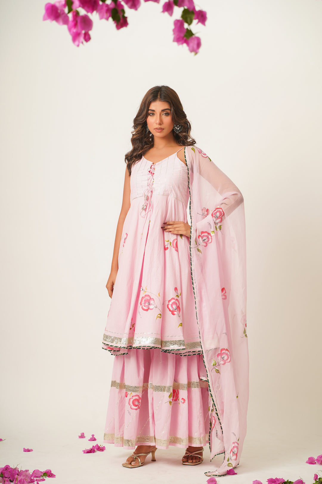 Harini Pink Handpainted Sharara Set