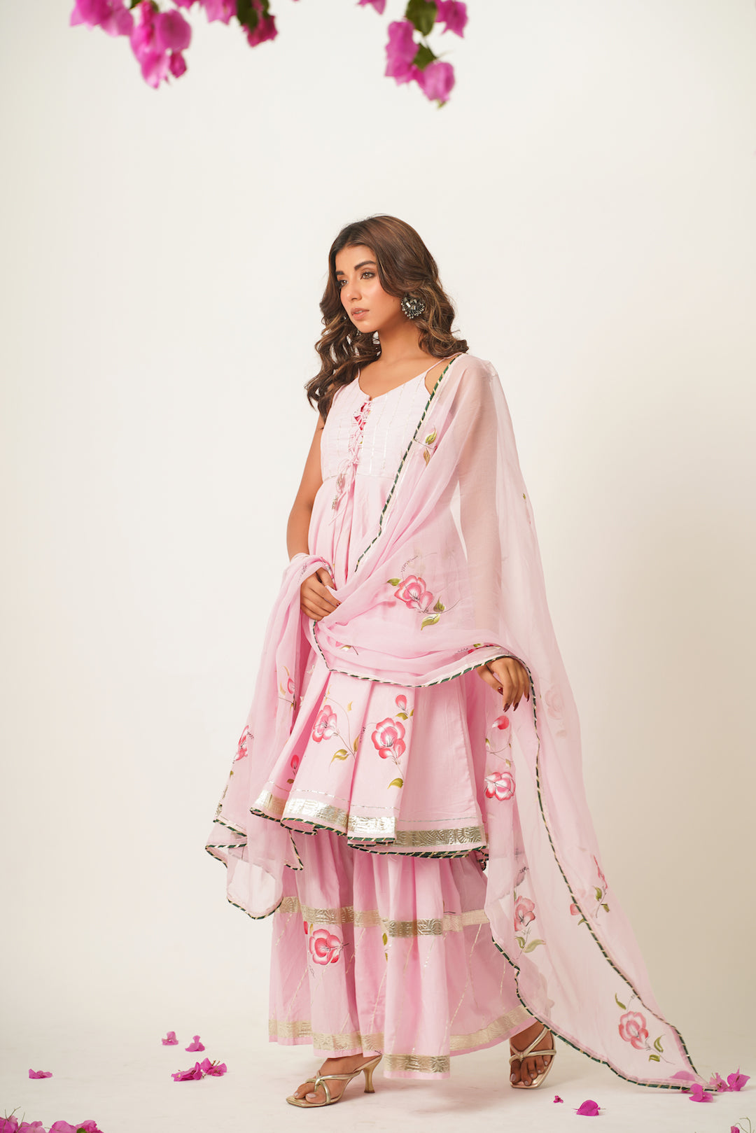 Harini Pink Handpainted Sharara Set