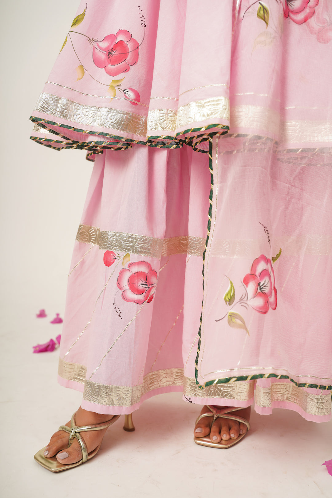 Harini Pink Handpainted Sharara Set