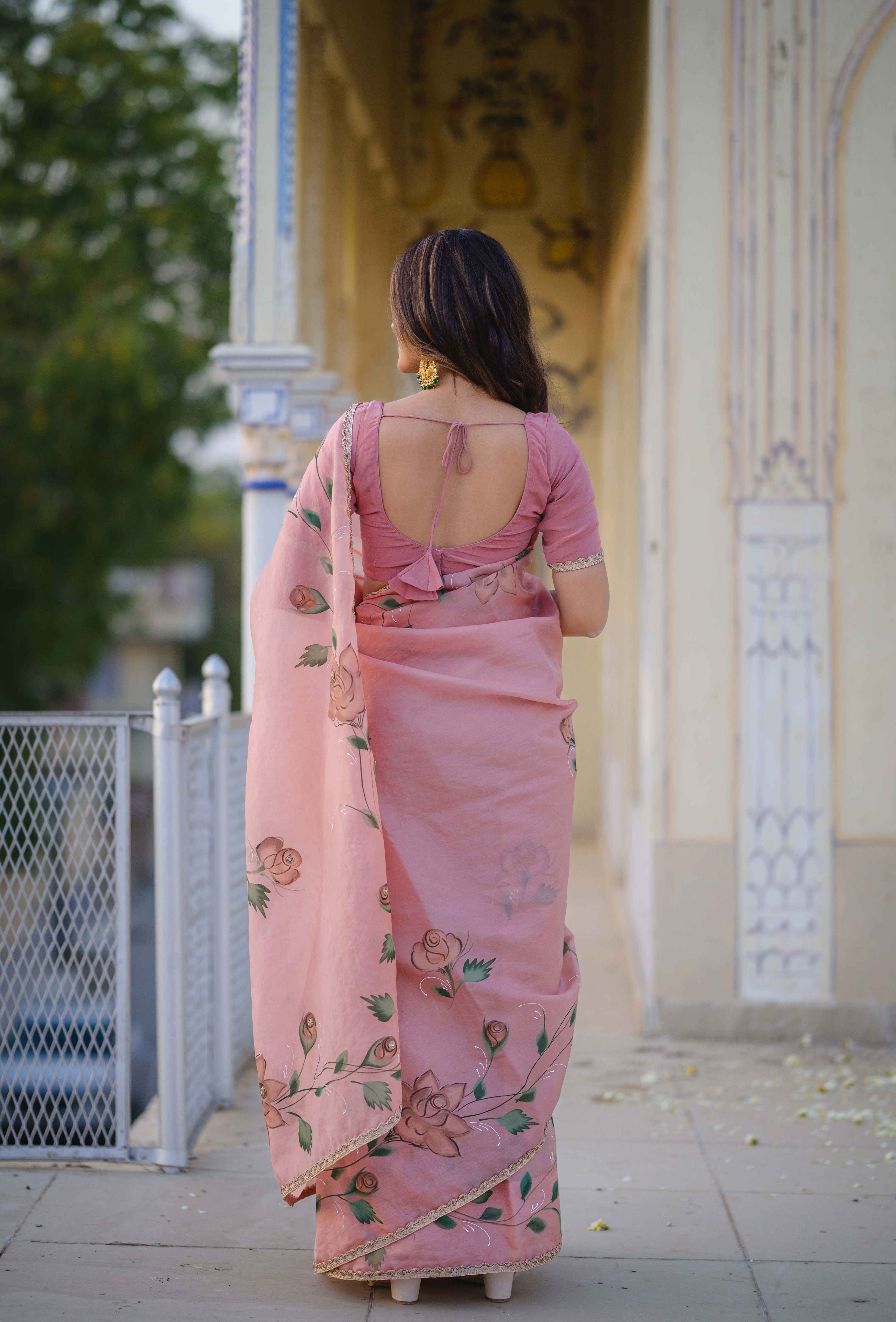 Harsha Peach Organza Saree