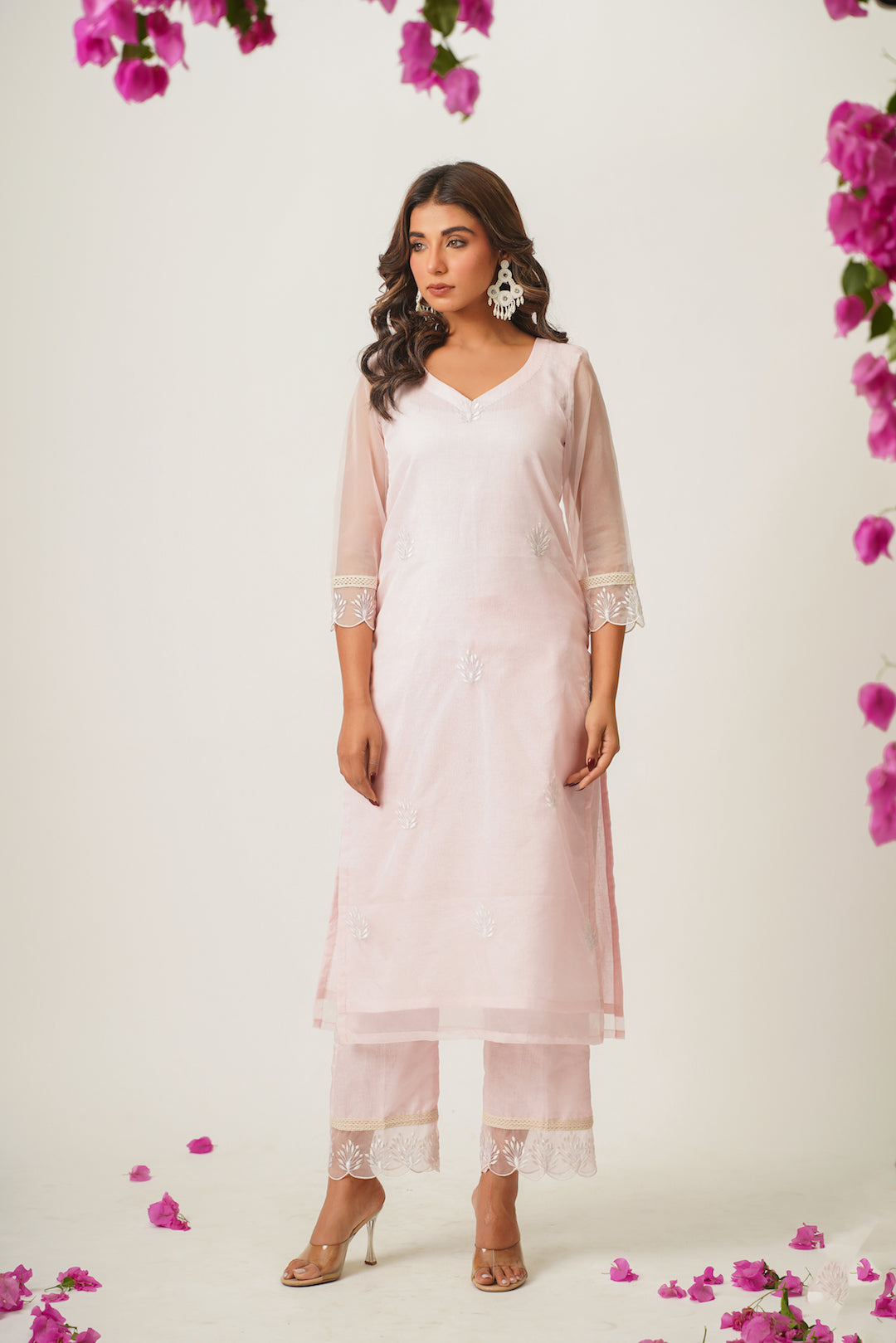Jiya Blush Pink Organza Suit Set