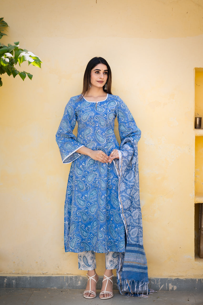 Keri Hand Blocked Printed Suit Set