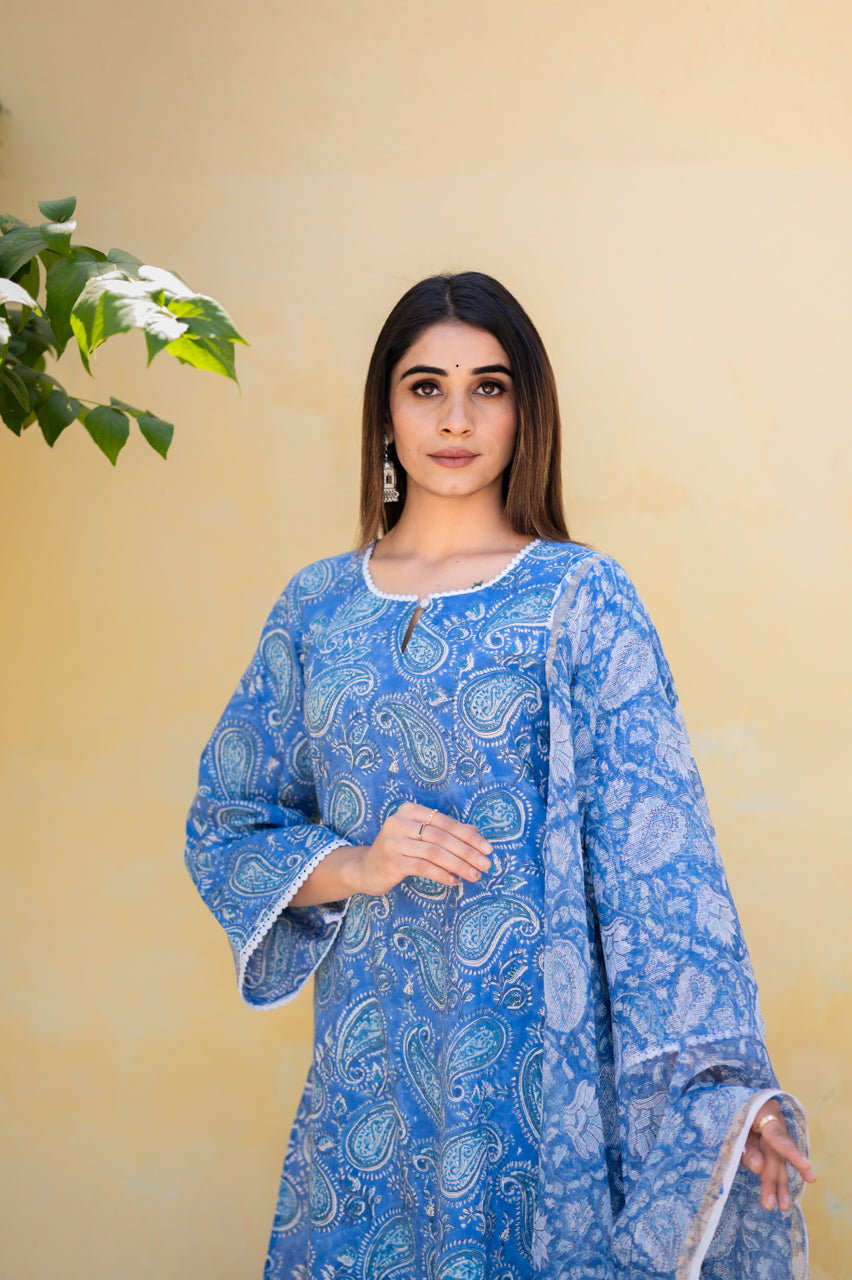 Keri Hand Blocked Printed Suit Set