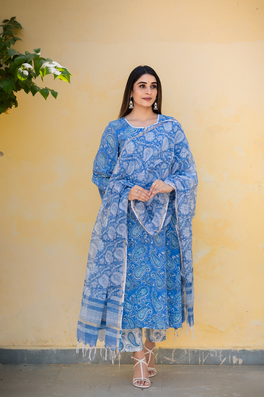 Keri Hand Blocked Printed Suit Set