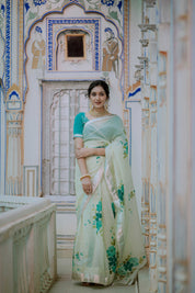 Kusum Sea Green Organza Saree