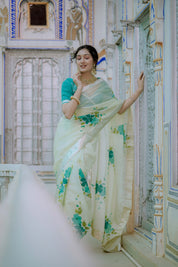 Kusum Sea Green Organza Saree