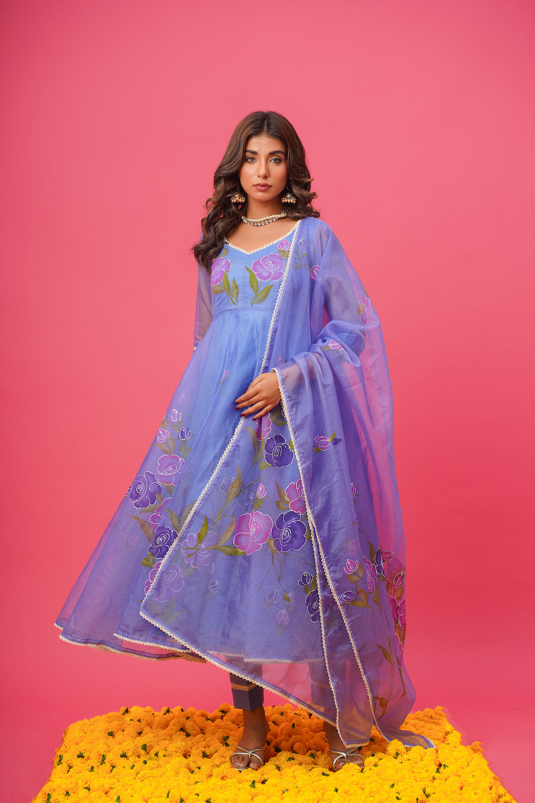 Laila Lavander Handpainted Suit Set