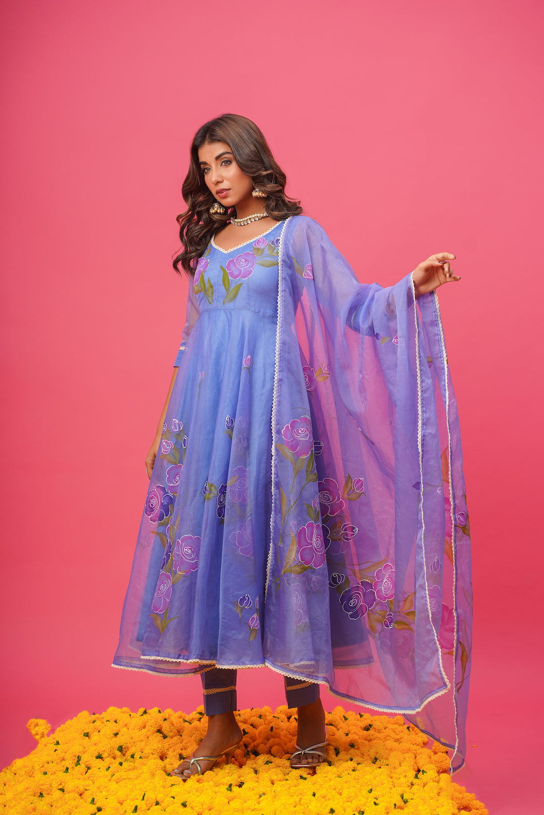 Laila Lavander Handpainted Suit Set