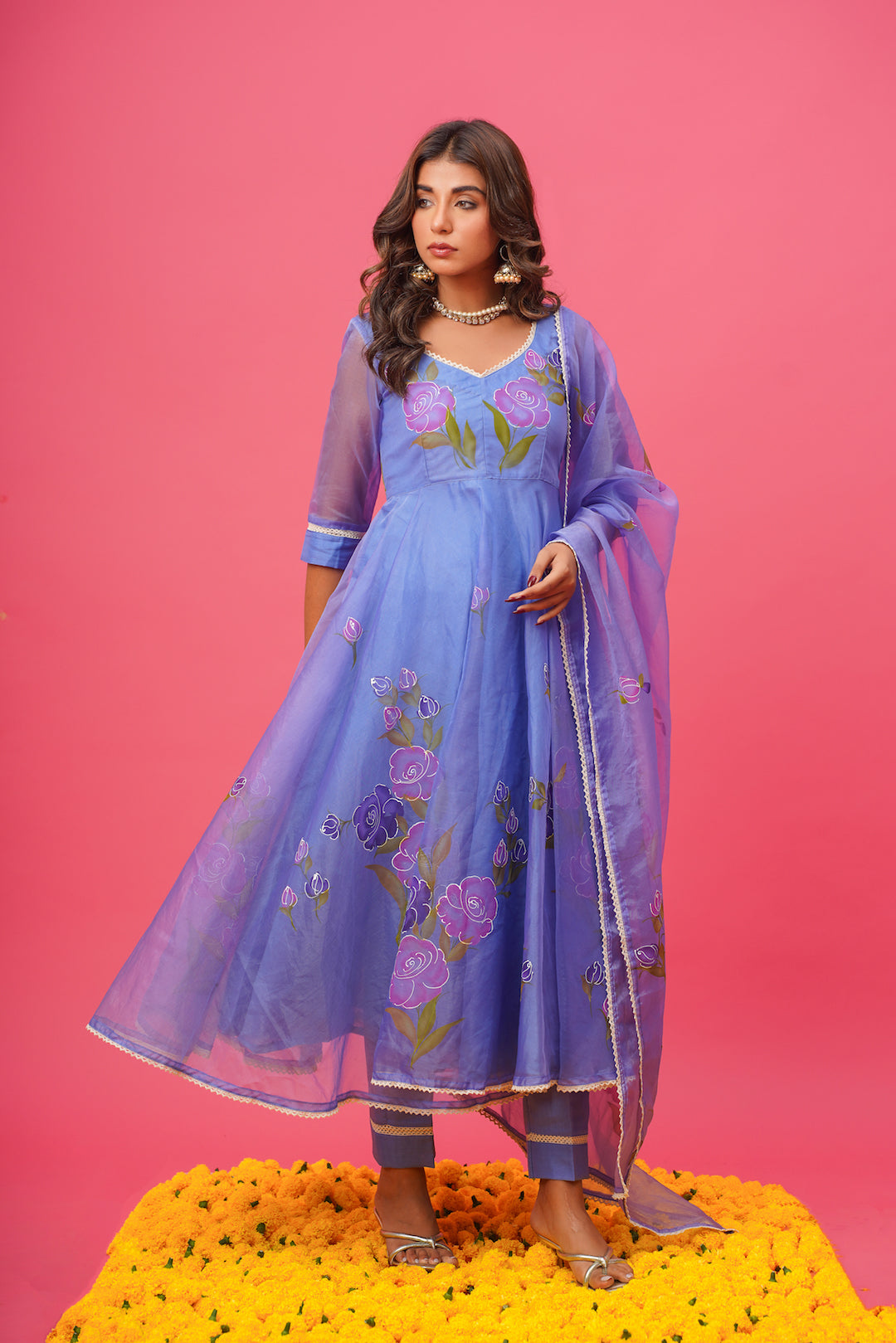Laila Lavander Handpainted Suit Set