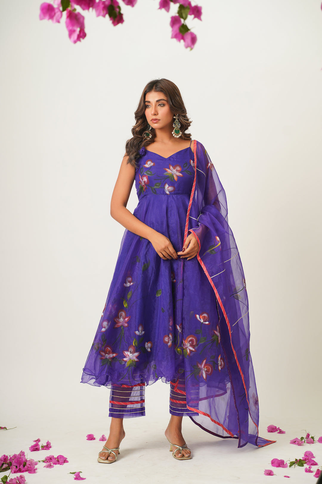 Lila Voilet Handpainted Suit Set