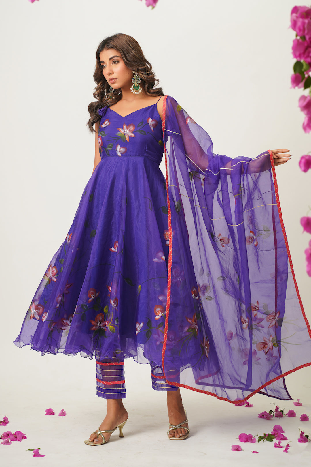 Lila Voilet Handpainted Suit Set