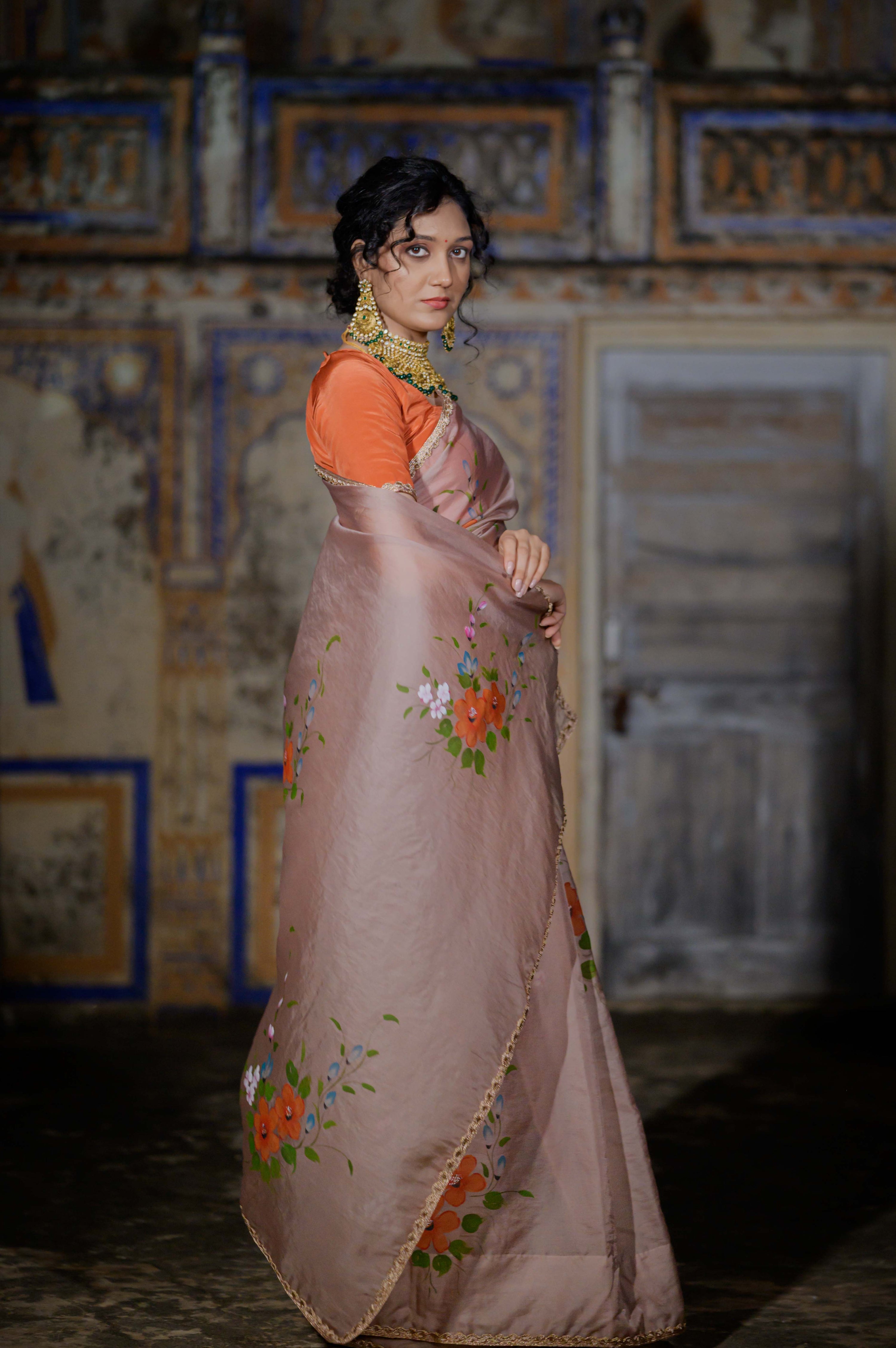 Mihika Mocha Brown Organza Saree