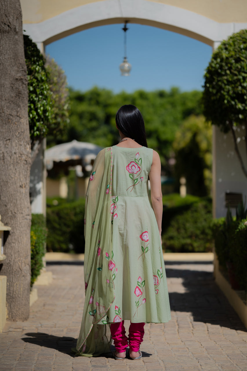 Mati Green Hand Painted suit set