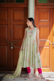 Mati Green Hand Painted suit set