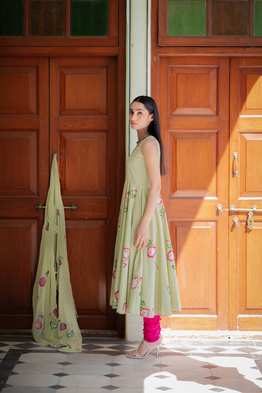 Mati Green Hand Painted suit set