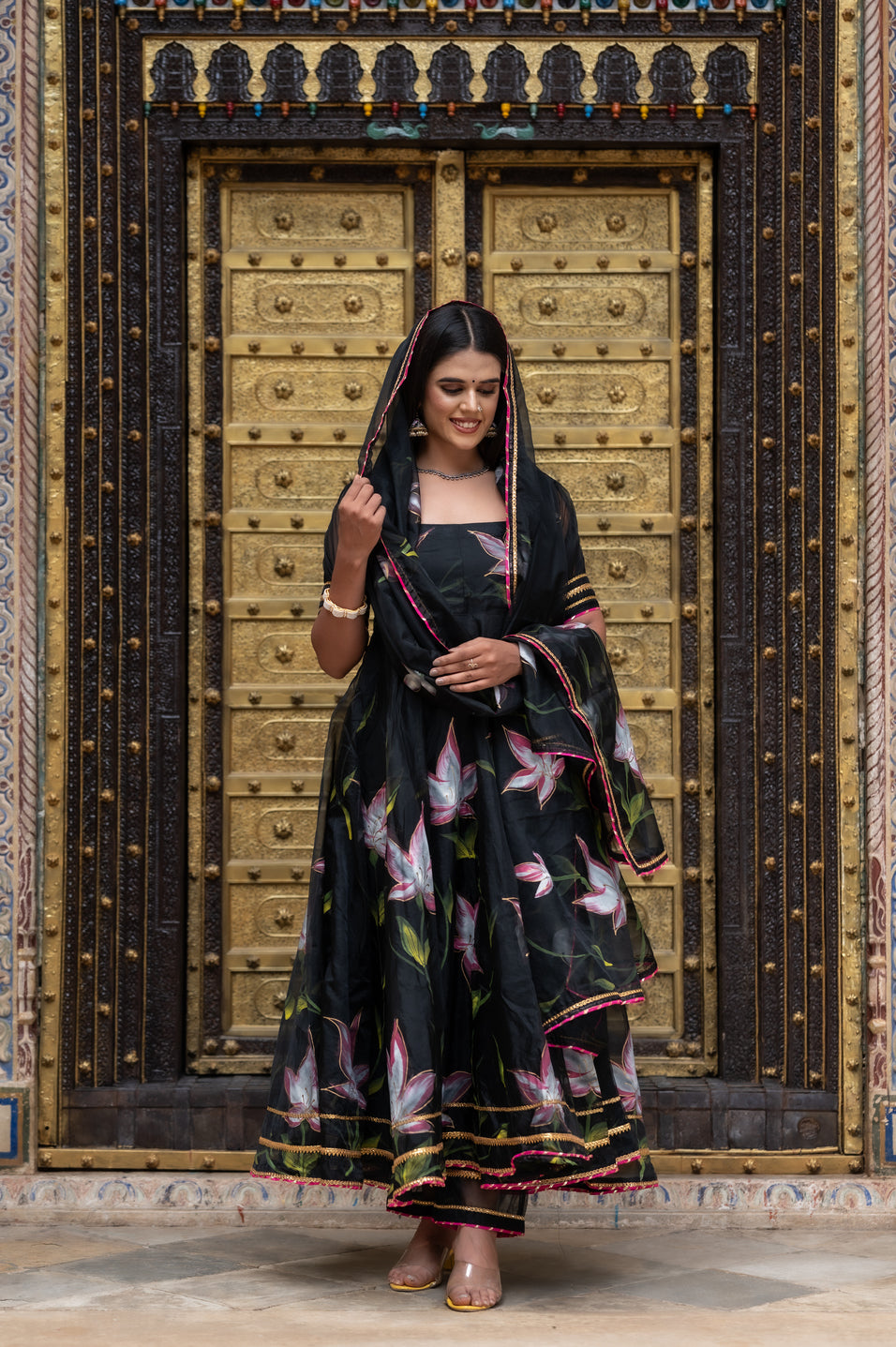 Metal Black Organza Suit Set