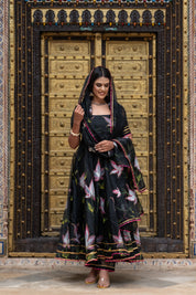 Metal Black Organza Suit Set