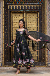 Metal Black Organza Suit Set