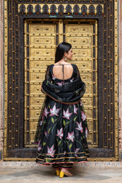 Metal Black Organza Suit Set