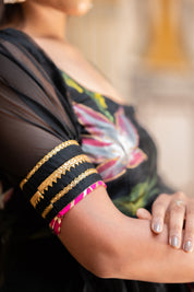 Metal Black Organza Suit Set